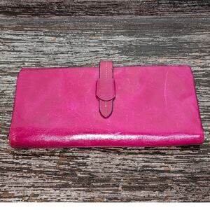 Women's Unbranded Leather Fuchsia Pink Bifold Card Holder Wallet